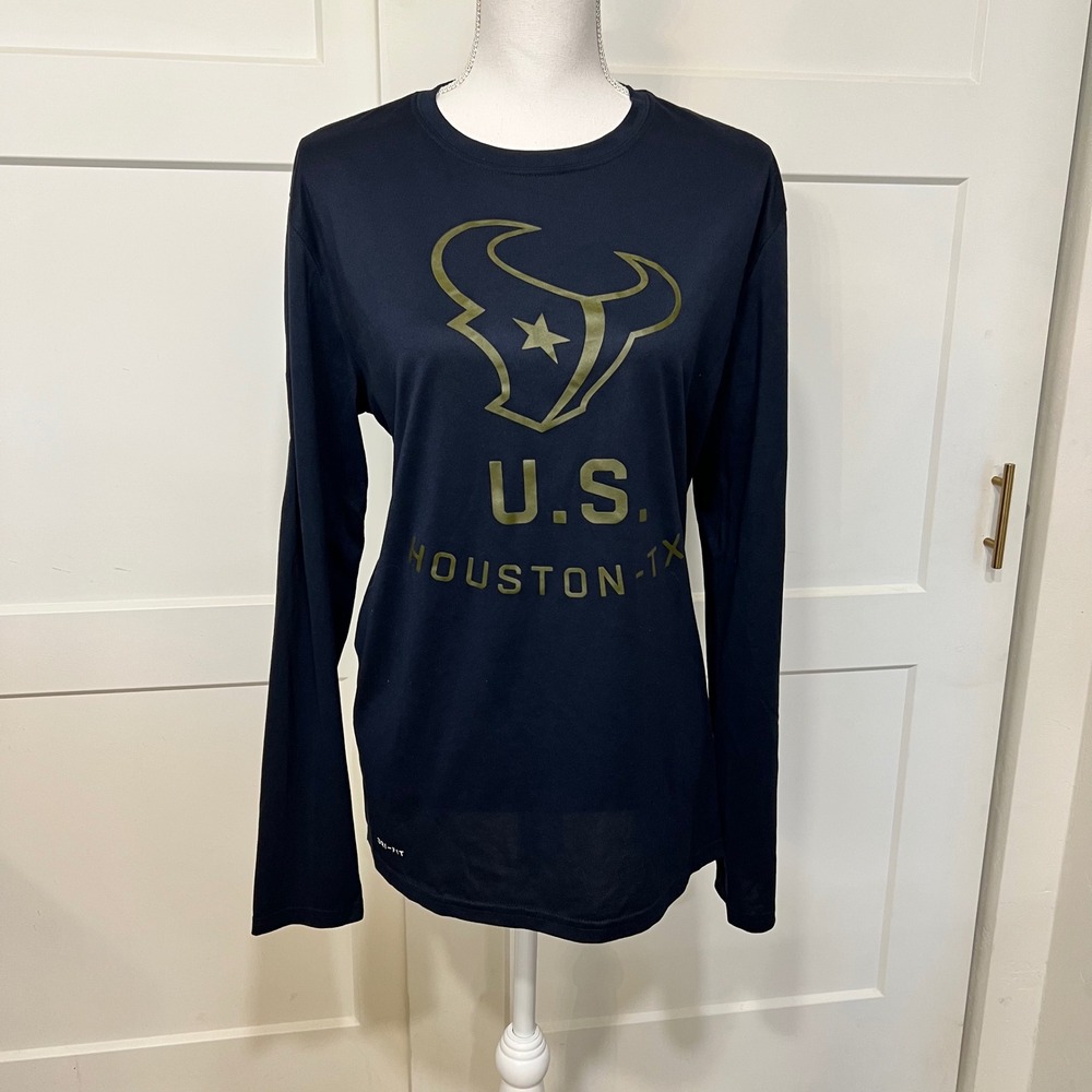 Nike Houston Texans NFL Salute to Service Dri-FIT Long Sleeve Shirt Mens Large